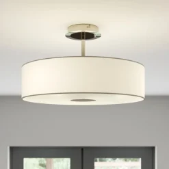 Lindby loftlampe Josia, hvid, stof, Ø 47 cm, E27