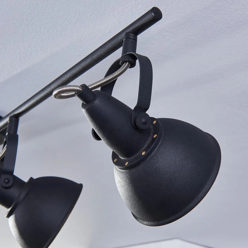 Lindby loftlampe Julin, 85 cm, 4 lyskilder, sort-guld