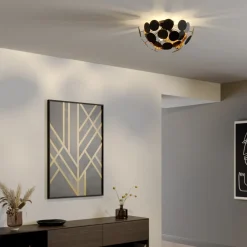 Lindby Gang|Loftlamper>loftlampe Kinan, Ø 54 cm, sort, guld, E14