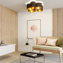 Lindby loftlampe Laurenz, 5 lyskilder, 83 cm sort/guld