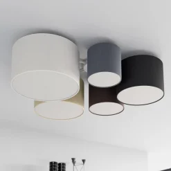 Lindby loftlampe Laurenz, 5 lyskilder, 93 cm, brun/beige, E27