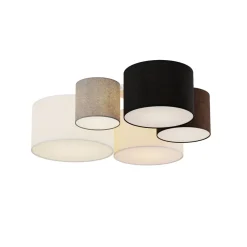 Lindby loftlampe Laurenz, 5 lyskilder, 93 cm, brun/beige, E27