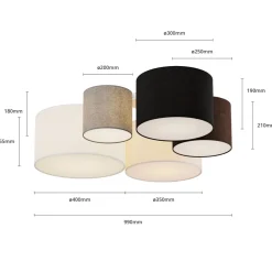 Lindby loftlampe Laurenz, 5 lyskilder, 93 cm, brun/beige, E27