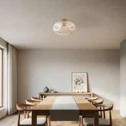 loftlampe Lelia, ravfarvet, glas, Ø 35 cm^Lindby Discount