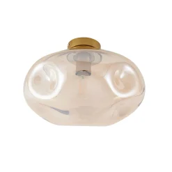 loftlampe Lelia, ravfarvet, glas, Ø 35 cm^Lindby Discount