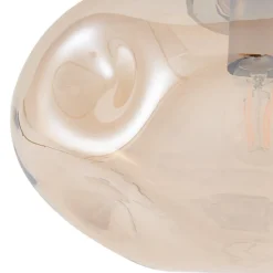 loftlampe Lelia, ravfarvet, glas, Ø 35 cm^Lindby Discount