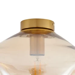 loftlampe Lelia, ravfarvet, glas, Ø 35 cm^Lindby Discount