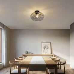 loftlampe Lelia, røggrå, glas, Ø 35 cm^Lindby New