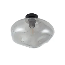 loftlampe Lelia, røggrå, glas, Ø 35 cm^Lindby New