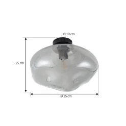 loftlampe Lelia, røggrå, glas, Ø 35 cm^Lindby New