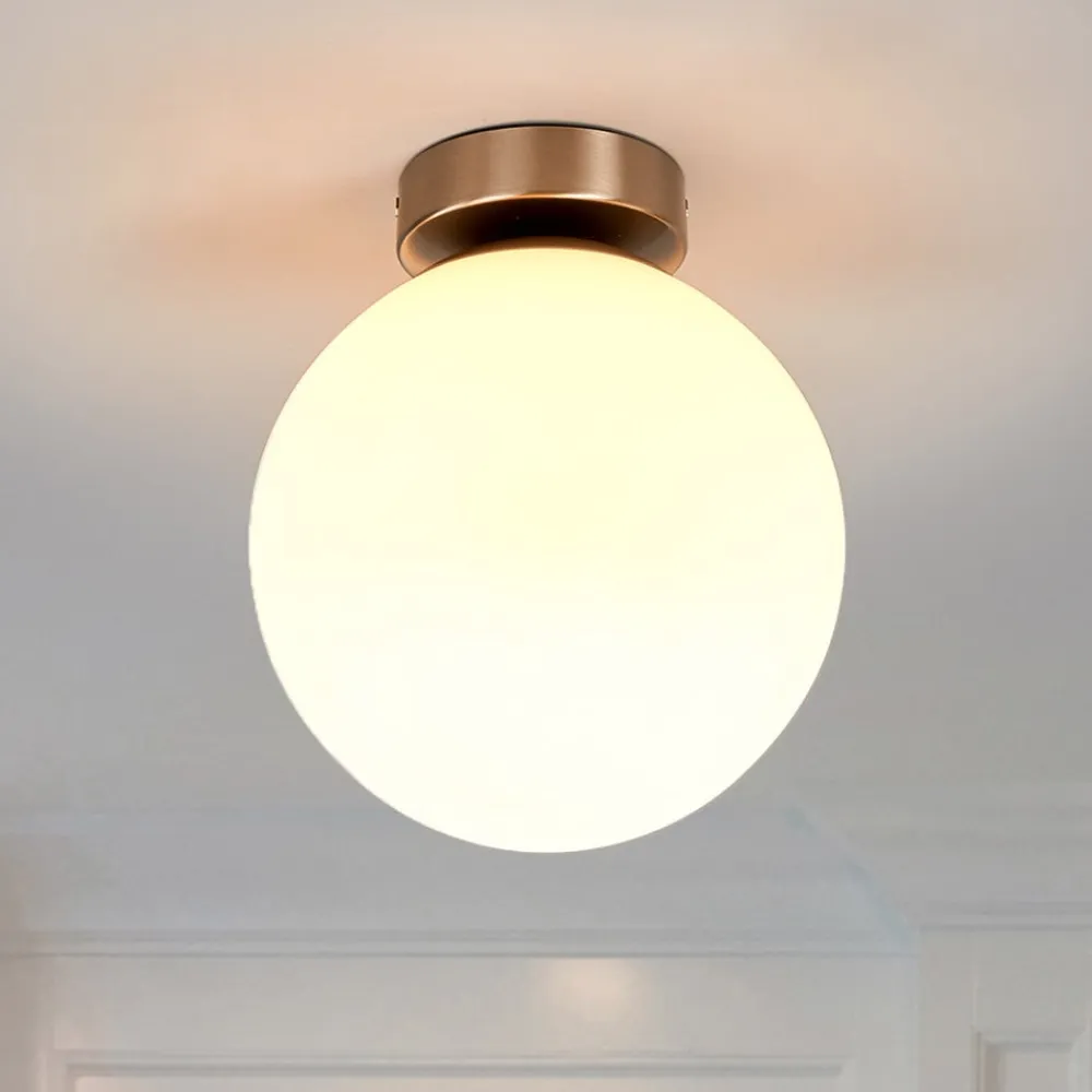 loftlampe Lennie, hvid, glas, Ø 20 cm, IP44, E27^Lindby Sale