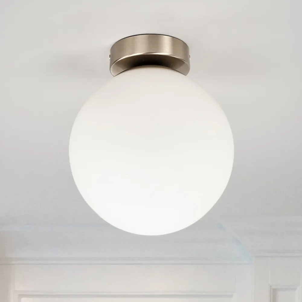 loftlampe Lennie, hvid, glas, Ø 20 cm, IP44, E27^Lindby Sale