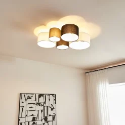 Lindby Loftlamper>loftlampe Lettie, grå/sort/hvid, 5 lyskilder, E27