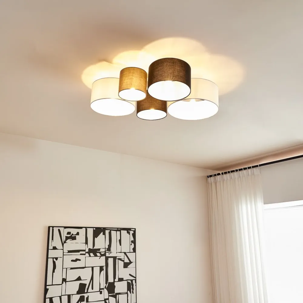 Lindby Loftlamper>loftlampe Lettie, grå/sort/hvid, 5 lyskilder, E27