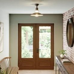 Lindby loftlampe Louisanne, brun, metal, Ø 35cm