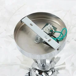 Lindby loftlampe Maple, Ø 70 cm, krom, hvid, tekstil