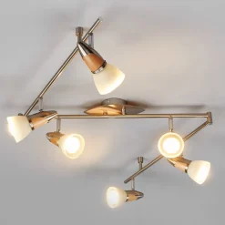 loftlampe Marena, 6 lyskilder, glas, træ, 180 cm lang^Lindby Clearance