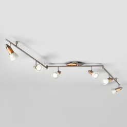 loftlampe Marena, 6 lyskilder, glas, træ, 180 cm lang^Lindby Clearance