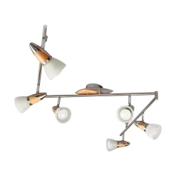 loftlampe Marena, 6 lyskilder, glas, træ, 180 cm lang^Lindby Clearance