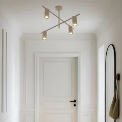 Lindby loftlampe Marilou, beige, 4 lyskilder, Ø 70 cm