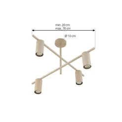 Lindby loftlampe Marilou, beige, 4 lyskilder, Ø 70 cm