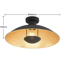 Lindby loftlampe Narisara, Ø 40 cm, E27, sort-guld