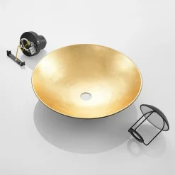 Lindby loftlampe Narisara, Ø 40 cm, E27, sort-guld