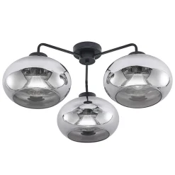 loftlampe Navidia, Ø 67 cm, sort, røgfarvet glas^Lindby Discount