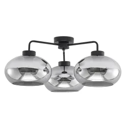 loftlampe Navidia, Ø 67 cm, sort, røgfarvet glas^Lindby Discount