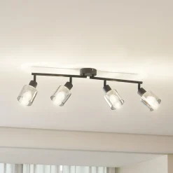 loftlampe Netty, 4 lyskilder, grå, glas^Lindby Hot