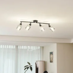 loftlampe Netty, 4 lyskilder, grå, glas^Lindby Hot