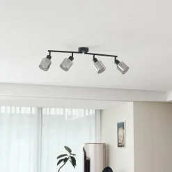 loftlampe Netty, 4 lyskilder, grå, glas^Lindby Hot