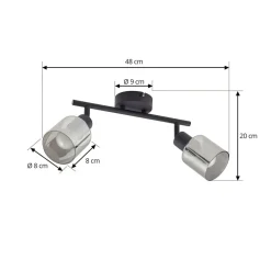 loftlampe Netty, 4 lyskilder, grå, glas^Lindby Hot