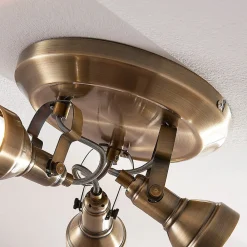 loftlampe Perseas, Ø 22cm, 3 lyskilder, antik messing, GU10^Lindby