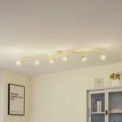 loftlampe Piena, beige, 6 lyskilder, metal, 150 cm^Lindby New