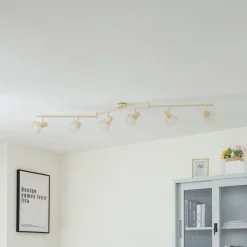 loftlampe Piena, beige, 6 lyskilder, metal, 150 cm^Lindby New