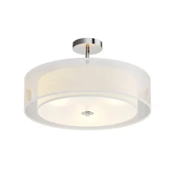 Lindby loftlampe Pikka, hvid, tekstil, Ø 50 cm, E27