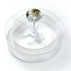 Lindby loftlampe Pikka, hvid, tekstil, Ø 50 cm, E27