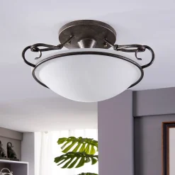 Lindby Loftlamper|Loftlamper>loftlampe Rando, sølv antik, glas, Ø 50 cm, E27