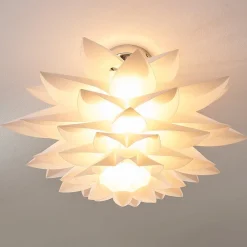 loftlampe Rimon, hvid, plast, Ø 50 cm, E27^Lindby Best