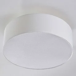 Lindby loftlampe Sebatin, Ø 40 cm, hvid, stof, E27