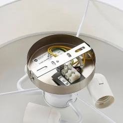 Lindby loftlampe Sebatin, Ø 40 cm, hvid, stof, E27