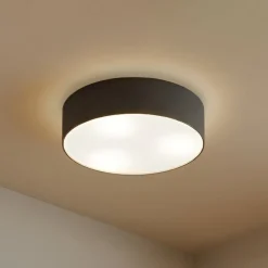 Lindby Loftlamper|Pendellamper>loftlampe Sebatin, Ø 40 cm, grå, stof, E27