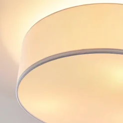 loftlampe Sebatin, Ø 40 cm, hvid, stof, E27^Lindby Outlet