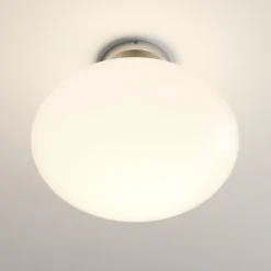 Lindby loftlampe Sonika, Ø 40 cm, nikkelfarvet, glas, E27