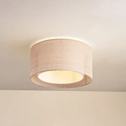 Lindby loftlampe Soula, Ø 40 cm, beige, plast, E27