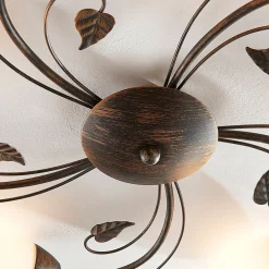 Lindby loftlampe Stefania, 5 lyskilder, sort/guld, Ø58cm