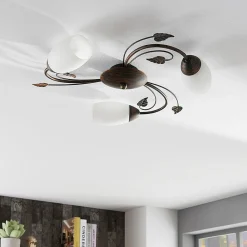 Lindby Loftlamper|Pendellamper>loftlampe Stefania, 3 lyskilder, Ø 46 cm, sort/guld