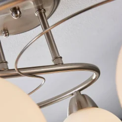 Lindby loftlampe Svean, 6 lyskilder, hvid, glas, længde 75 cm