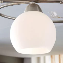 loftlampe Svean, 3 lyskilder, nikkel/hvid, glas, længde 60 cm^Lindby Sale